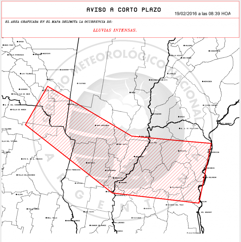 Temporal en Santa Fe - Alerta - Mapa