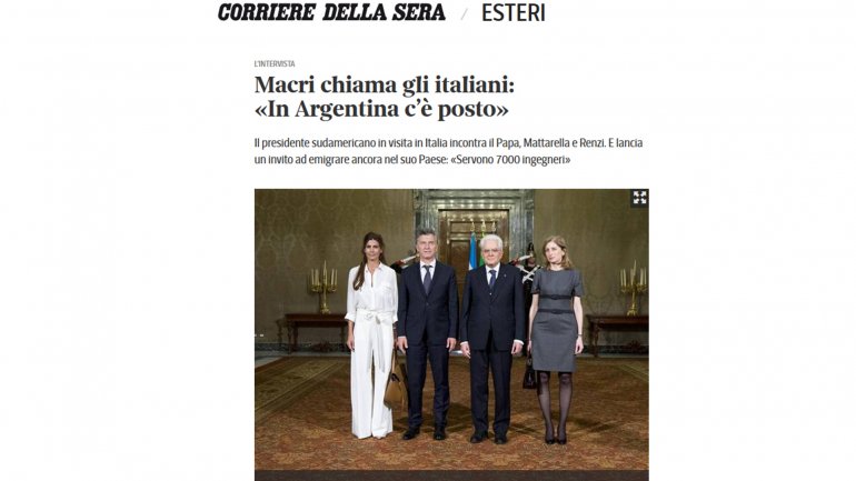 Macri - Entrevista al diario Corriere della Sera