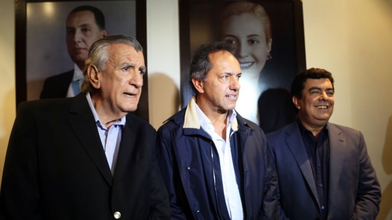 José Luis Gioja, Daniel Scioli y Fernando Spinoza