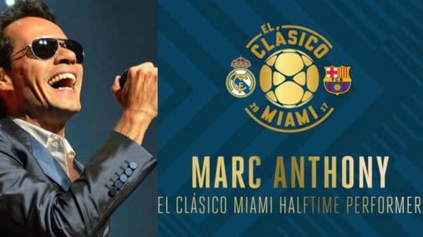 Marc Anthony animará el entretiempo del clásico que disputarán Real Madrid y Barcelona el 29 de julio en el Hard Rock Stadium de Miami (Foto: Marca) 