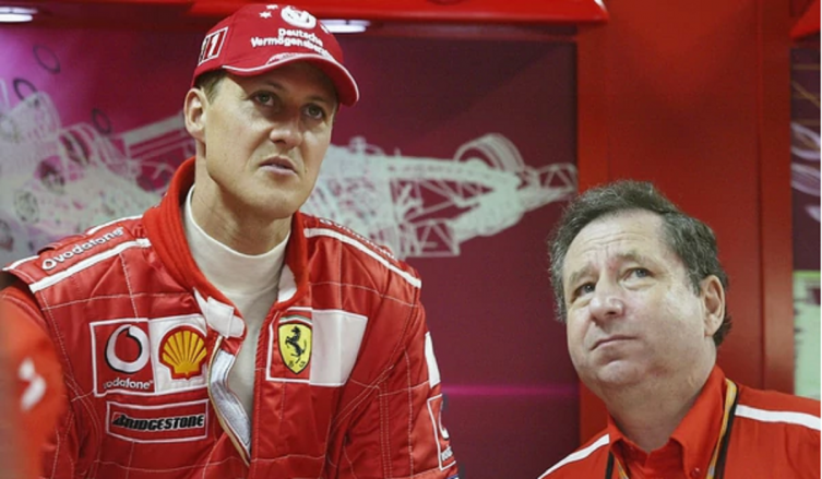 Michael Schumacher y Jean Todt cuando eran compañeros en Ferrari (Getty)