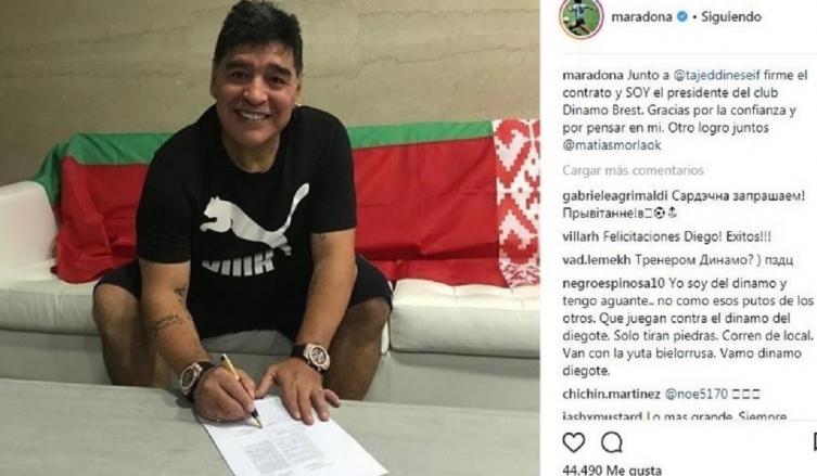 Diego Maradona tendrá a cargo todo el fútbol del equipo (Instagram).