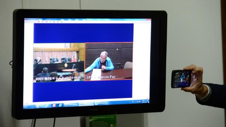 De Vido escuchó la sentencia por videoconferencia desde Marcos Paz. (Luciano Thieberger)