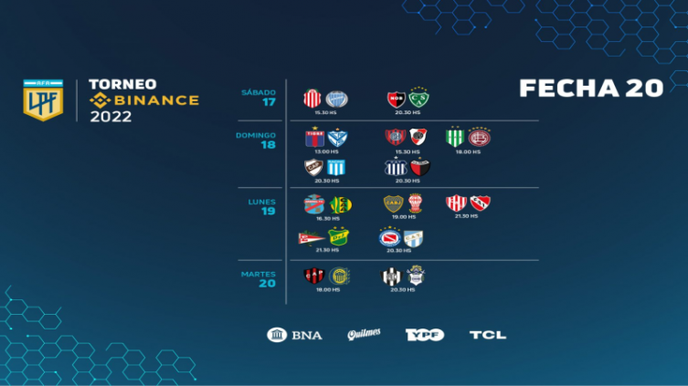 Cronograma de partido para la 20ª jornada de la fecha de la Liga Profesional de Fútbol – LPF