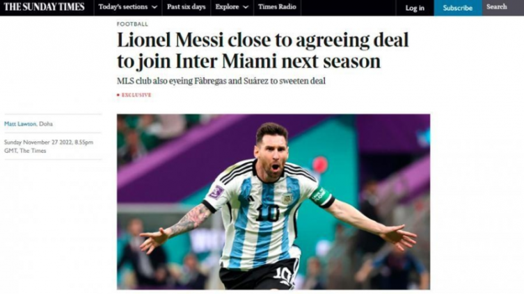 Un diario británico afirmó que Messi ya acordó sumarse al Inter Miami en 2023 - télam