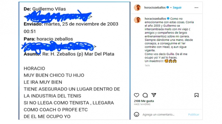 Una figura del tenis argentino compartió el mail que le mandó Vilas hace 20 años: “¿Cómo no emocionarme?” - Infobae