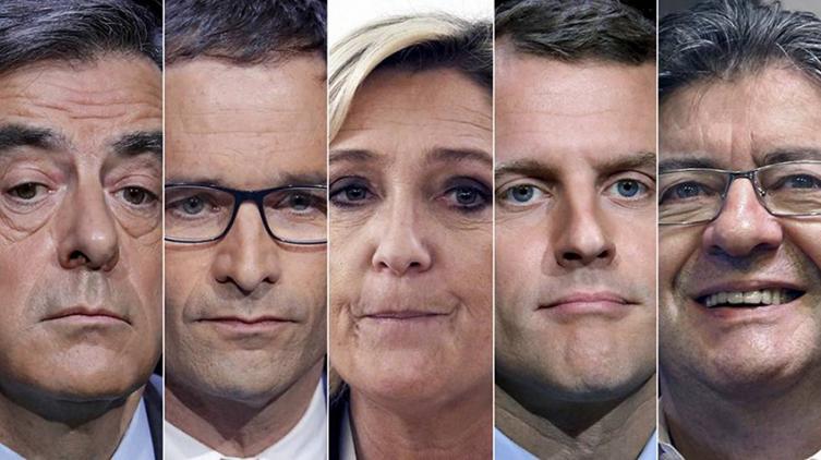 Los candidatos a las elecciones francesas Fillon, Hamon, Le Pen, Macron y Mélenchon.(Reuters)