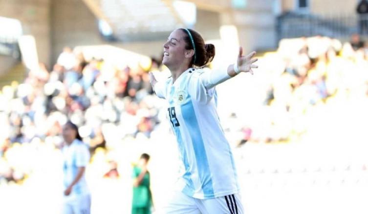 Mariana Larroquette festeja su gol. (Foto: Hernán Contreras/Prensa Copa América).