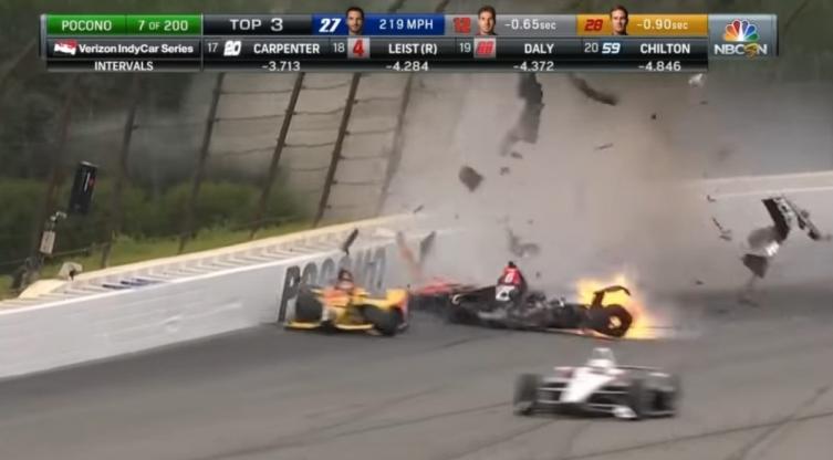 El accidente de Wickens en la Indy Car. (Imagen TV)