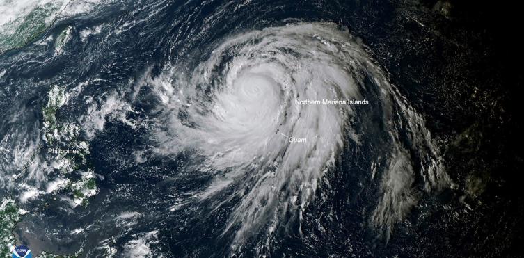 El tifón Hagibis sobre Guam y las Islas Marianas del Norte. El fin de semana podría golpear en Japón. (AP)
