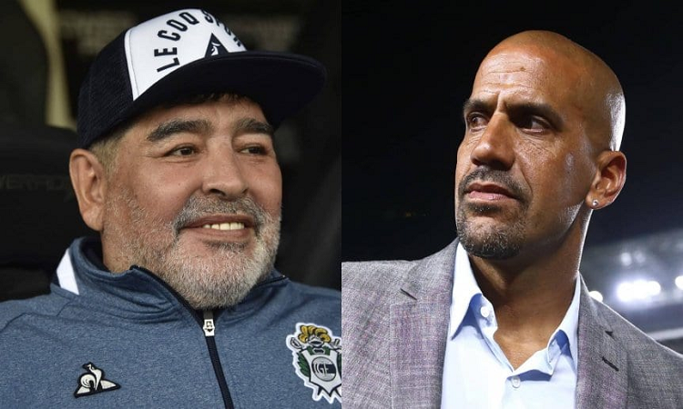 Diego Armando Maradona, actual entrenador de Gimnasia y Esgrima la Plata, y Juan Sebastián Verón, presidente y emblema de Estudiantes de La Plata - TyC Sports