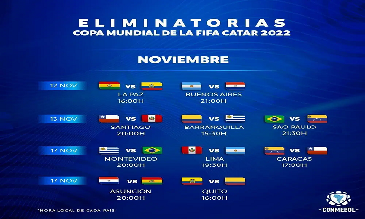 Eliminatorias Sudamericanas para Qatar 2022: partidos y horarios