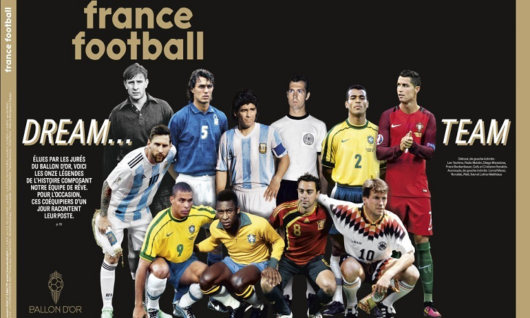 Balón de Oro Dream Team: Yashin; Cafú, Beckenbauer, Maldini; Xavi, Matthaus, Pelé, Maradona; Messi, Ronaldo Nazario y Cristiano Ronaldo - MARCA