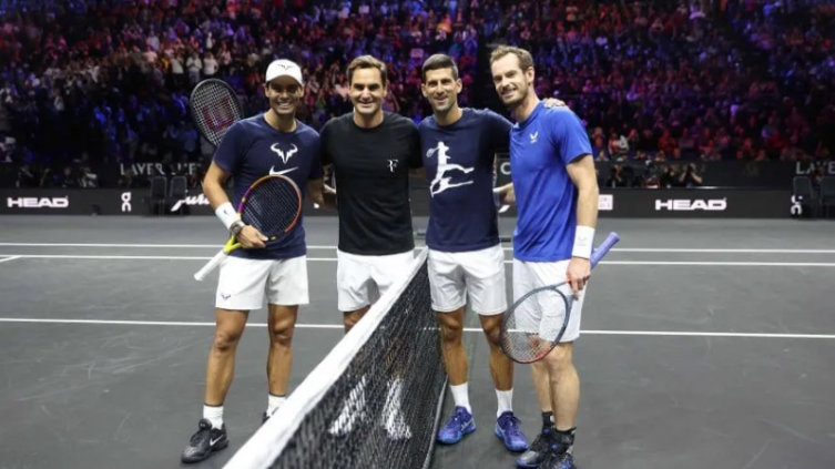 ¡Hubo puntazo viral! Federer, Nadal, Djokovic y Murray entrenaron juntos antes de la Laver Cup - TyC Sports
